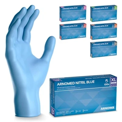 Image de ARNOMED gants nitrile taille XL, gant bleu, 100 pièces/boîte, jetable non poudrés &amp; sans latex, de cuisine et mecanique jetables, en jetables XS, S, M, L, XL XXL