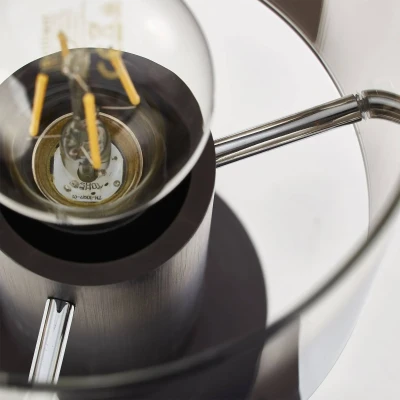 Image de Brilliant lampe de table Beth café/verre fumé 1x A60, E27, 60W, lampes normales gf non spécifiées. Avec interrupteur à cordon Convient aux LED