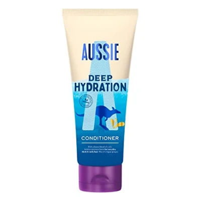 Image de Aussie Deep Hydration Après Shampoing Vegan, Hydratation Intense Pour Cheveux Très Secs, Épais Et Bouclés À L’Huile D’Avocat, De Jojoba Noix Macadamia, 200 ml