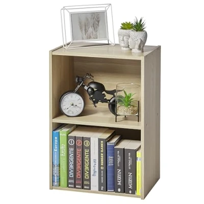 Image de Iris Ohyama, Meuble de Rangement en Bois, bibliothèque 40cm largeur, table chevet,2 Niveaux Étagère, Modulaire, Marron Clair, Solide, pour Salon, Bureau, Chambre, Livres, Assemblage Facile, CX 2