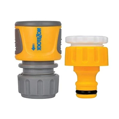 Image de HOZELOCK Kit Raccord Robinet Extérieur + Tuyau d&#039;Arrosage Ø 12,5 15mm (1/2&quot; 5/8&quot;) Soft Touch : pour 21 26,5 mm 3/4&quot;), Anti Dérapant, Emboîtement Facile [2071 0000]