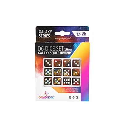 Image de Gamegenic Galaxy Series Mars Set of 12 Dice 6 16 mm Board Games Card Accessories and Supplies for