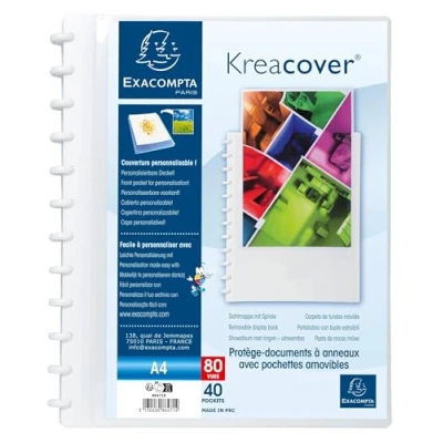 Image de Exacompta Réf. 86034E Carton de 6 Protège documents Exactive amovible à anneaux avec 30 pochettes détachables 60 vues 5 intercalaires couleur porte étiquette pour A5 couverture noire