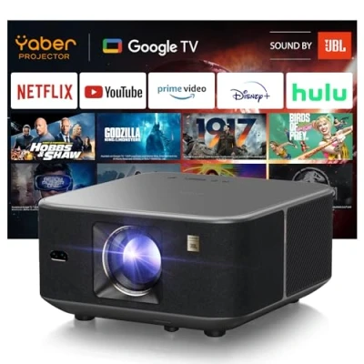 Image de Videoprojecteur 1600 ANSI avec Son JBL, Yaber K3 Projecteur Video Google TV, 2x15 W Haut Parleurs, WiFi6 et Bluetooth, Auto Focus/Keystone, évitement d&#039;objets Adaptation à l&#039;écran(Gris)