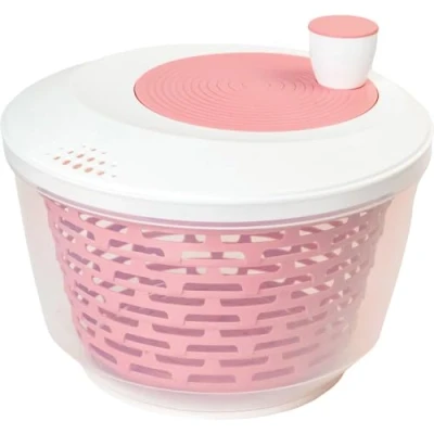 Image de Westmark Essoreuse à Salade, Capacité : 4,4 L, 23,5 cm, Plastique, Sans BPA, Spinderella, Couleur: Transparent/Blanc/rose, 2430226P