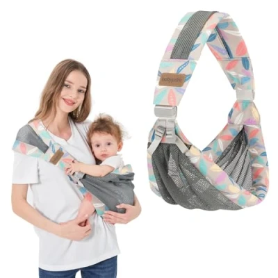 Image de IULONEE Porte Bébé Enveloppant Réglable Portable Echarpe De Portage Bebe Naissance Écharpe Et Multifonctionnelle Pour 3 à 36 Mois (Bleu)