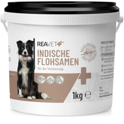 Image de ReaVET psyllium Indien pour Chevaux, Chiens &amp; Chats 1kg Naturel en qualité Premium Riche Fibres + Mucilage I la Digestion sans additifs