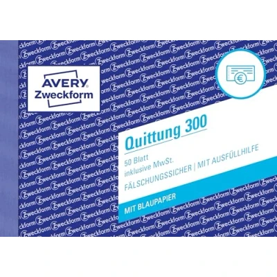Image de Avery Zweckform 300 reçu avec TVA (A6 Paysage, 1 feuilles de papier bleu blanc 50 feuilles)