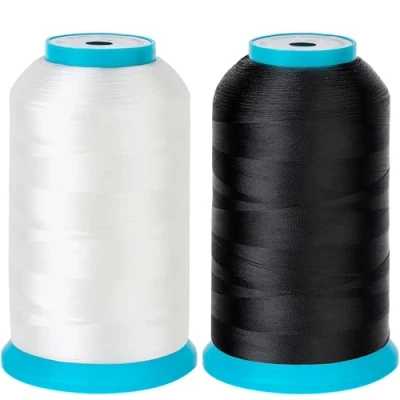 Image de New brothread Ensemble de 2 (Noir + Blanc) 5000M (5500Y) Polyester Fil machine à broder Canette/Canette Brodeuse pour Brother/Babylock/Janome/Kenmore/Singer et coudre