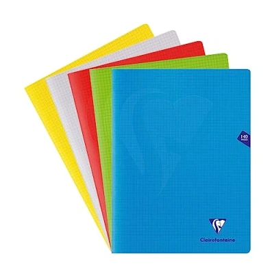 Image de Clairefontaine 303382C Un Cahier Agrafé Mimesys 24x32 cm 140 Pages Petits Carreaux Papier Blanc 90 g Couverture Polypro Couleur Aléatoire