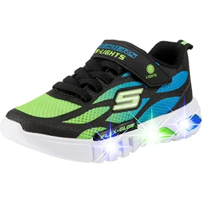 Image de Skechers Flex Glow DEZLOM, Baskets Garçon, Noir Synthétique/Textile/Bleu &amp; Lime Garniture, 35.5 EU