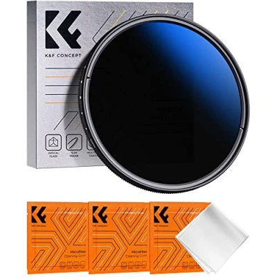 Image de K&amp;F Concept Filtre ND Variable 77mm Densité Neutre ND2 ND400 avec Revêtement et 3 Chiffons de Nettoyage pour Objectif Appareil Photo Numérique Reflex