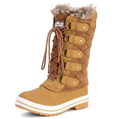 Image de Femmes Matelassé Pluie Lacer Fourrure Chaleureux Chaussures Neige Botte TAS40 AYC0006 Tan Suède 40 EU