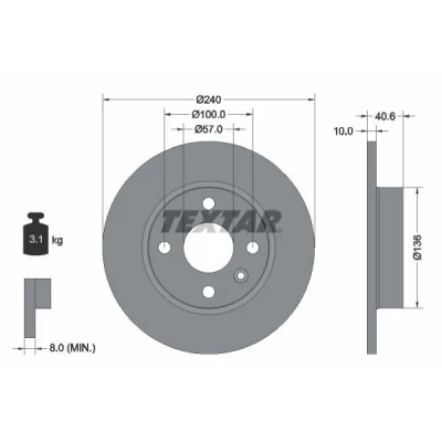 Image de TEXTAR PRO 92111003 Disque de frein 240 10 04/05 100 plein revêtu sans boulon fix roue, moyeu roue OPEL: Corsa C 3/5 portes