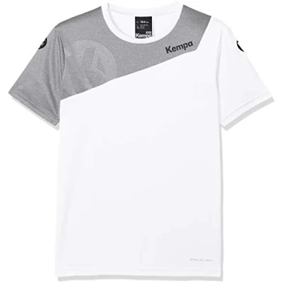 Image de Kempa Core 2.0 Maillot Mixte Enfant, Blanc/Dark Gris Mélange, FR : XXS (Taille Fabricant 140)