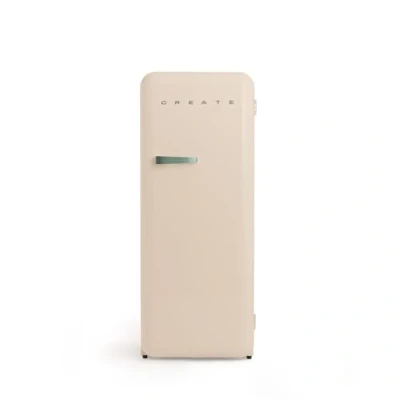 Image de CREATE / RETRO FRIDGE 150 SAGE/Réfrigérateur sable avec poignée vert sauge et congélateur 281L 102W, faible consommation, cm, 3 étagères, régulateur de température, 60x60x150 cm