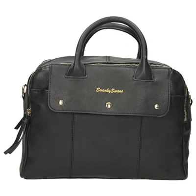 Image de SwankySwans Carla Sac fourre tout double fermeture Éclair en cuir PU pour femme, Noir (Black), Taille unique