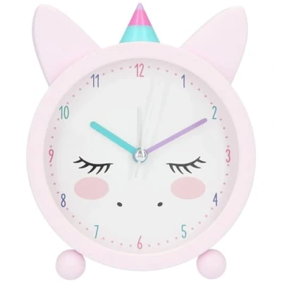 Image de Depesche 6551 Ylvi Réveil analogique pour Filles et Fans de Licorne, Design Rose avec Oreilles Silencieux Fonction Lumineuse, à Piles