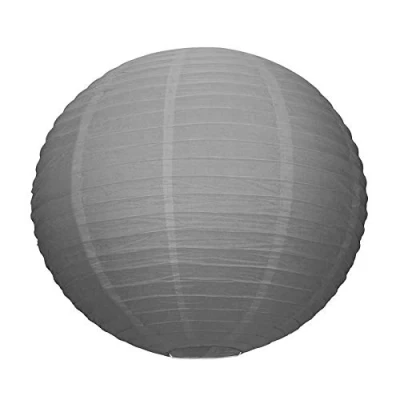 Image de Grande Lanterne Japonaise Grise, diam. 50 cm, Lampion Boule Papier Gris, à Suspendre