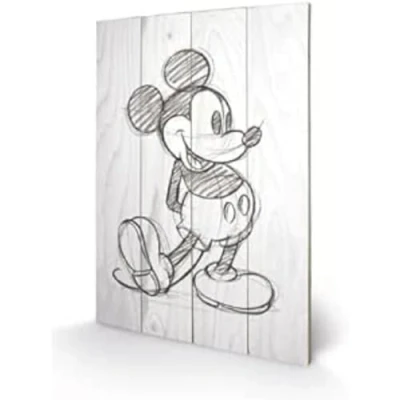 Image de Disney SW11129P Mickey Mouse (Sketched Single) Impression sur Bois, Dense, Multicolore, 40 x 59 cm