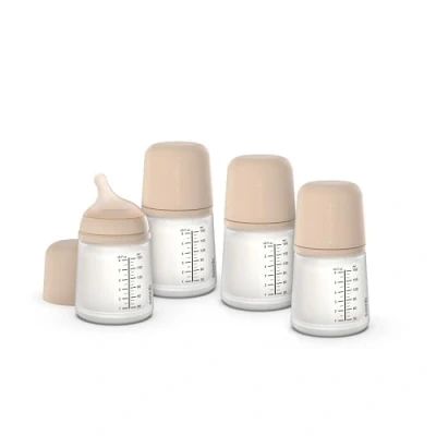 Image de Suavinex, Pack 4 Biberons Anti Colique Zero Zero, Tétine à Débit Adaptable (A) en Silicone, Bébés +0 Mois et Nouveau nés, Spécifique Allaitement Maternel, Lait Maternel Poudre, 180 ml, Light