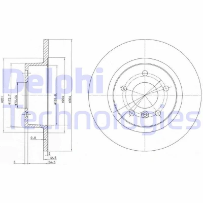 Image de DELPHI BG3227C Disque de frein 304 13 5 plein revêtu non traité sans roulement roue, bague ABS LAND ROVER: Discovery 2, Range Rover 2