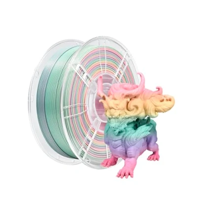 Image de iBOSS filament PLA+ multicolore 1,75 mm, d&#039;imprimante 3D en soie PLA Plus arc ciel 1 kg (2,2 lb), d&#039;impression à changement de couleur, Matte bonbons