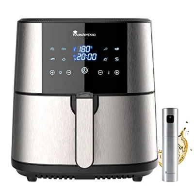 Image de MasterPro Foodies Kit Friteuse sans huile XXL 6L Puissance 1800W Avec Spray à Écran LED Tactile et Panier Antiadhésif air 8 Fonctions en 1