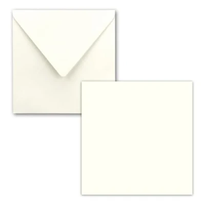 Image de FarbenFroh® by GUSTAV NEUSER® Lot de 25 cartes simples, carrées, 15 x cm, avec enveloppes, en blanc écru, pour vœux, etc.