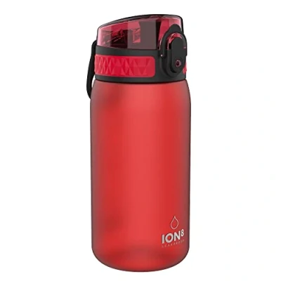 Image de Ion8 Gourde Enfant, 350ml, Anti Fuite, Facile à Ouvrir, Verrouillage Sécurisé, Lavable en Lave Vaisselle, Sans BPA, Poignée de Transport, Nettoyer, Carbone Neutre, Rouge