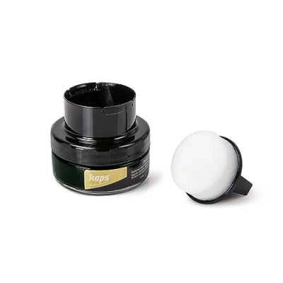 Image de Kaps Crème Délicate de Cirage avec Applicateur en Éponge pour Cuir naturel et Matières synthétiques ou Maroquinerie 50ml, Vert Foncé 133