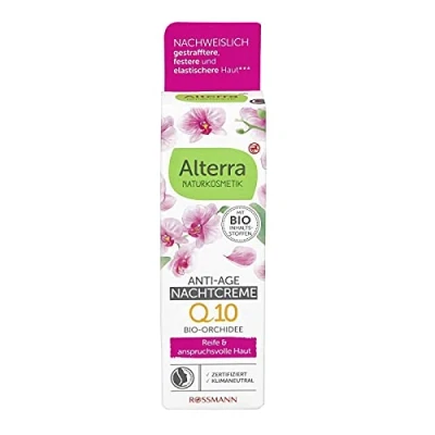 Image de Alterra Crème de nuit anti âge Orchidée 50 ml pour peaux matures et exigeantes, avec huile d&#039;argan bio, vitamine E &amp; Q10, cosmétique naturel certifié ÖKO TEST GUT