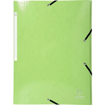 Image de Exacompta Réf. 55823E Carton de 25 chemises à élastiques Iderama pochettes 3 rabats Maxi Capacity en carte lustrée pelliculée 425 g/m2 dim 24 x 32 cm pour format A4 couleur vert anis