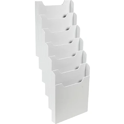 Image de Exacompta Réf. 63740D 1 trieur mural Format A4 vertical 6 compartiments profondeur de 26 mm A fixer au mur (accroches fournies) Dimensions : 15,5 x 23,9 66,5 cm Gris lumière