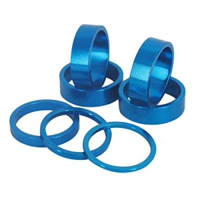 Image de PLATT Entretoise de Direction en Aluminium Rondelles Potence pour Velo Route et VTT 1 1/8&quot; (7PCS) (Bleu 7PCS)
