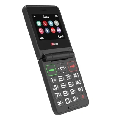 Image de TTfone TT660 Téléphone Portable à clapet pour Les Personnes âgées Design Pliable, Gros Boutons, Assistance en Cas d&#039;urgence, Longue autonomie de Batterie (avec câble USB)