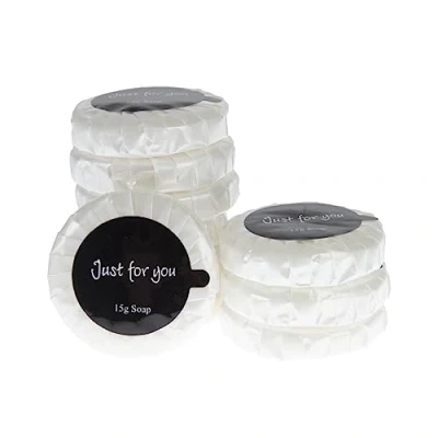 Image de Just for You Savon emballage plissé 20 ml (lot de 100), poids : 15 grammes par savon, dimensions 45 (diamètre) x 10 mm, parfum agréable, savons emballés individuellement, GF951