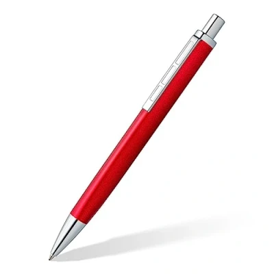 Image de Staedtler Triplus 444, Stylo bille triangulaire rouge de haute qualité, Encre couleur bleue et pointe taille moyenne, 444 M02 3