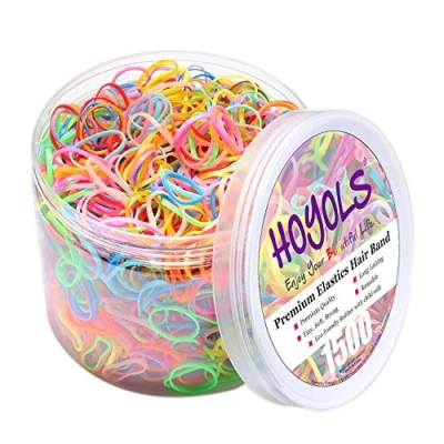 Image de Hoyols Lot de 1500 élastiques en caoutchouc pour queue cheval Multicolore