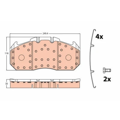 Image de TRW GDB5086 Jeu de plaquettes frein préparé pour indicateur d&#039;usure MAN: TGL, F 2000, TGA, RENAULT TRUCKS: Midlum, Magnum