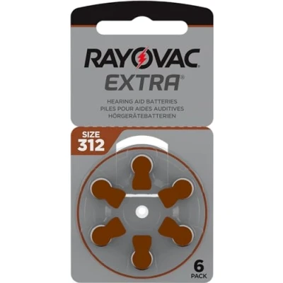 Image de Rayovac Piles pour Aides Auditives, Typ 312, Jeu de 6