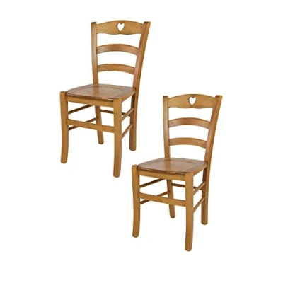 Image de t m c s Tommychairs Set 2 chaises Cuore pour Cuisine, Bar et Salle à Manger, Robuste Structure en Bois de hêtre peindré Couleur chêne Assise
