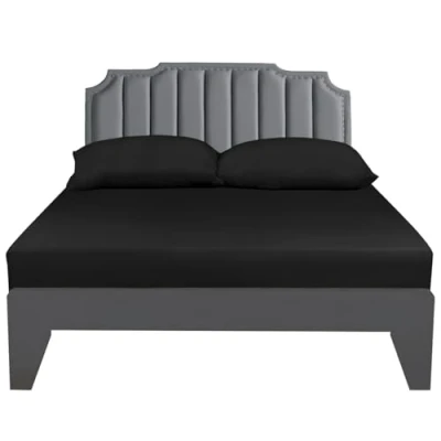 Image de Lirex Drap Housse, 140 x 200 cm 100% Coton 300 Fils/cm² Housse Doux et Respirant, Noir