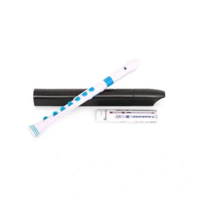 Image de Nuvo N320RDWBL Flûte à bec avec bordure bleue Blanc