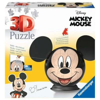 Image de Ravensburger Puzzle 3D Ball Disney Mickey Mouse A partir de 6 ans 72 pièces numérotées à assembler sans colle Support et accessoires finition inclus Diamètre : 13 cm 11761