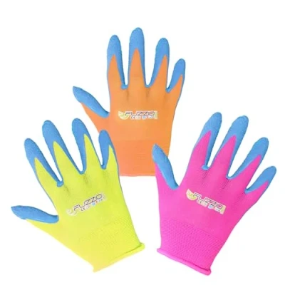 Image de FUZZIO Lot de 3 paires (3 couleurs) Gants travail en latex pour enfant Taille 2 (2 ans)