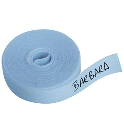 Image de Ruban Thermoadhésif 3m x 1cm en Tissu, Étiquette pour Écrire au Stylo Bille, Idéal Marquer Vêtements d&#039;Enfants et École Bleu