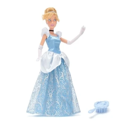 Image de Disney Store Official Poupée Classique Cendrillon, 29 cm/11&quot;, Princesse entièrement articulée avec Robe Bleue et Mini Brosse à Cheveux, partir de 3 Ans