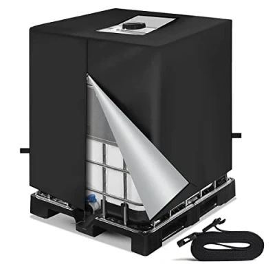 Image de Bache pour Cuve 1000 L IBC Anti UV NEVERLAND Bâche Réservoir d&#039;eau Couverture Container Citerne Eau Pluie 420DCoupe Vent 120 * 100 116cm Noir