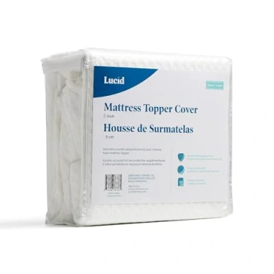 Image de LUCID Housse Protection de surmatelas Douce et Respirante antidérapante, Lavable à la Machine (surmatelas Non Inclus)